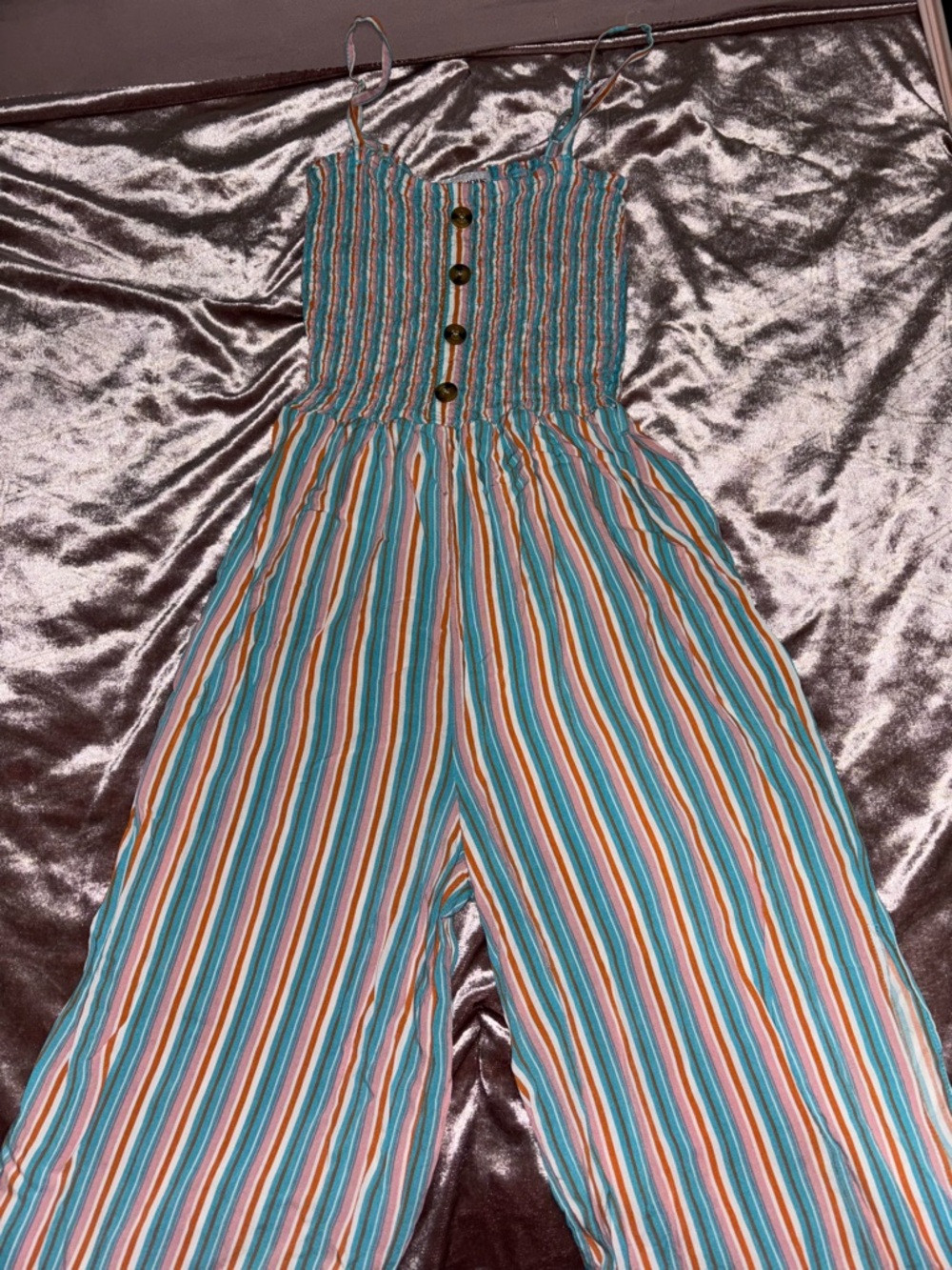 Almost Famous Multicolor Striped Smocked Button Tank